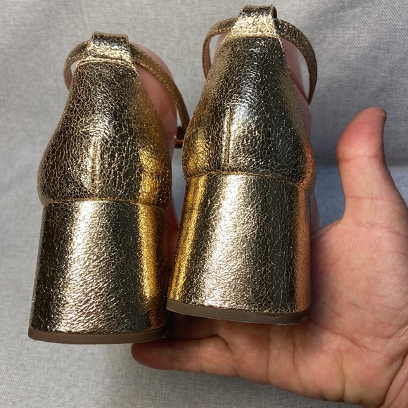 Jcrew Metallic Gold Penny Sandal With Ankle Strap. Size 9 - Picture 5 of 12